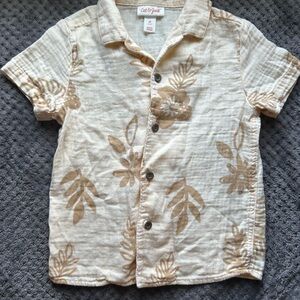 Cat & Jack Kids Beige Floral Button Down Shirt